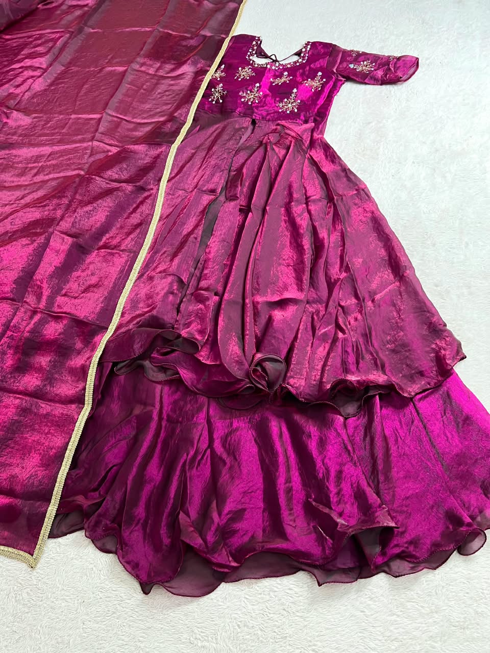 peplum style maggam work lehenga