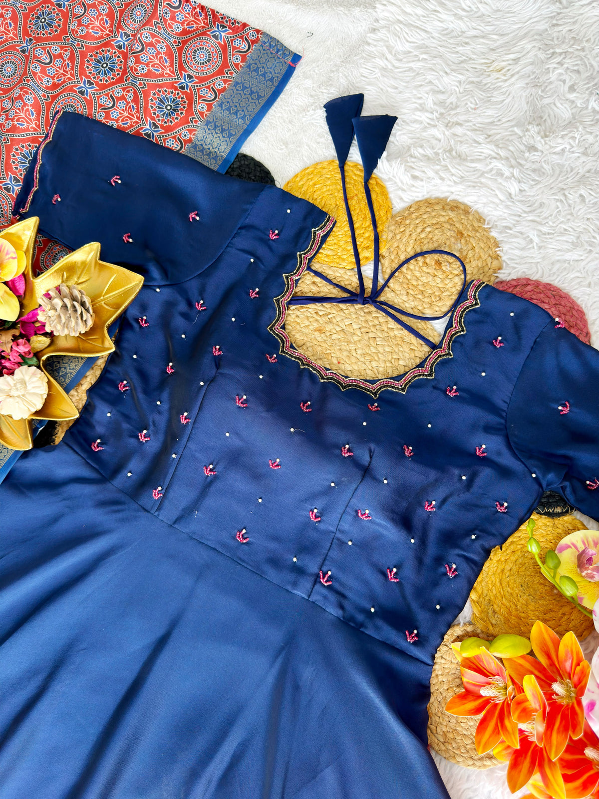 maggam work long frock with dupatta