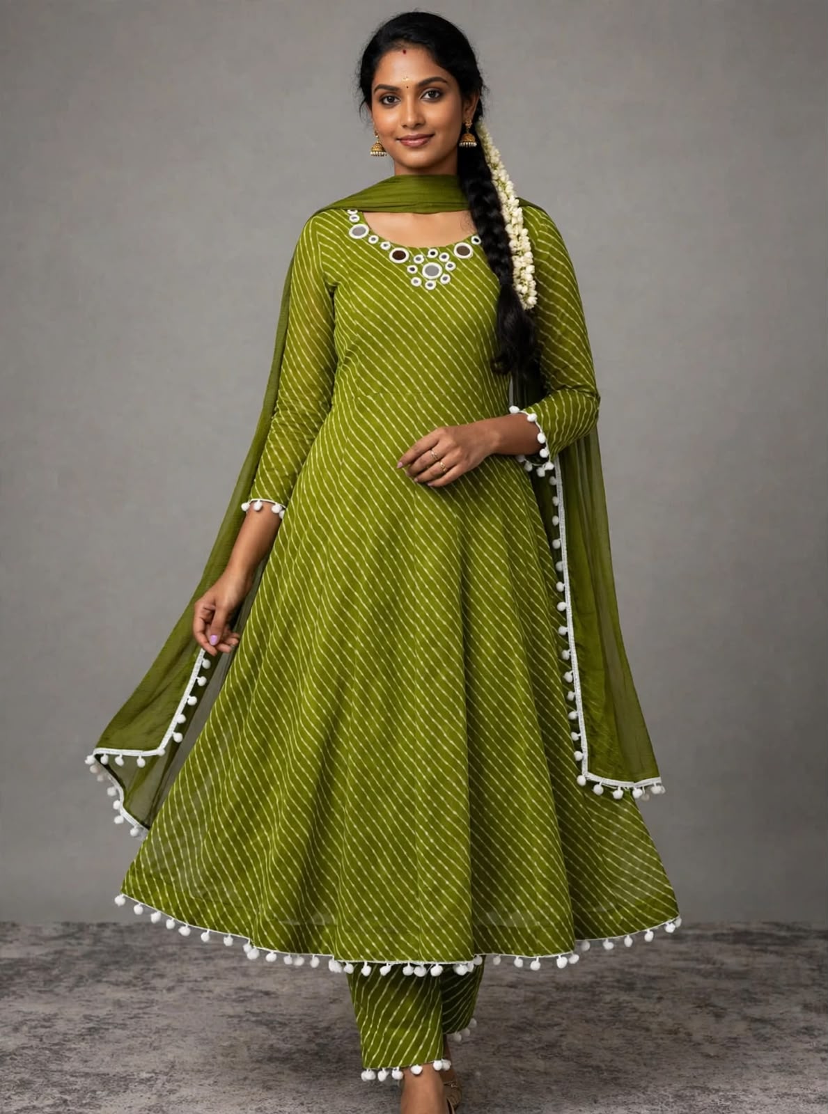 LEHERIYA MIRROR WORK ANARKALI 3PC SET