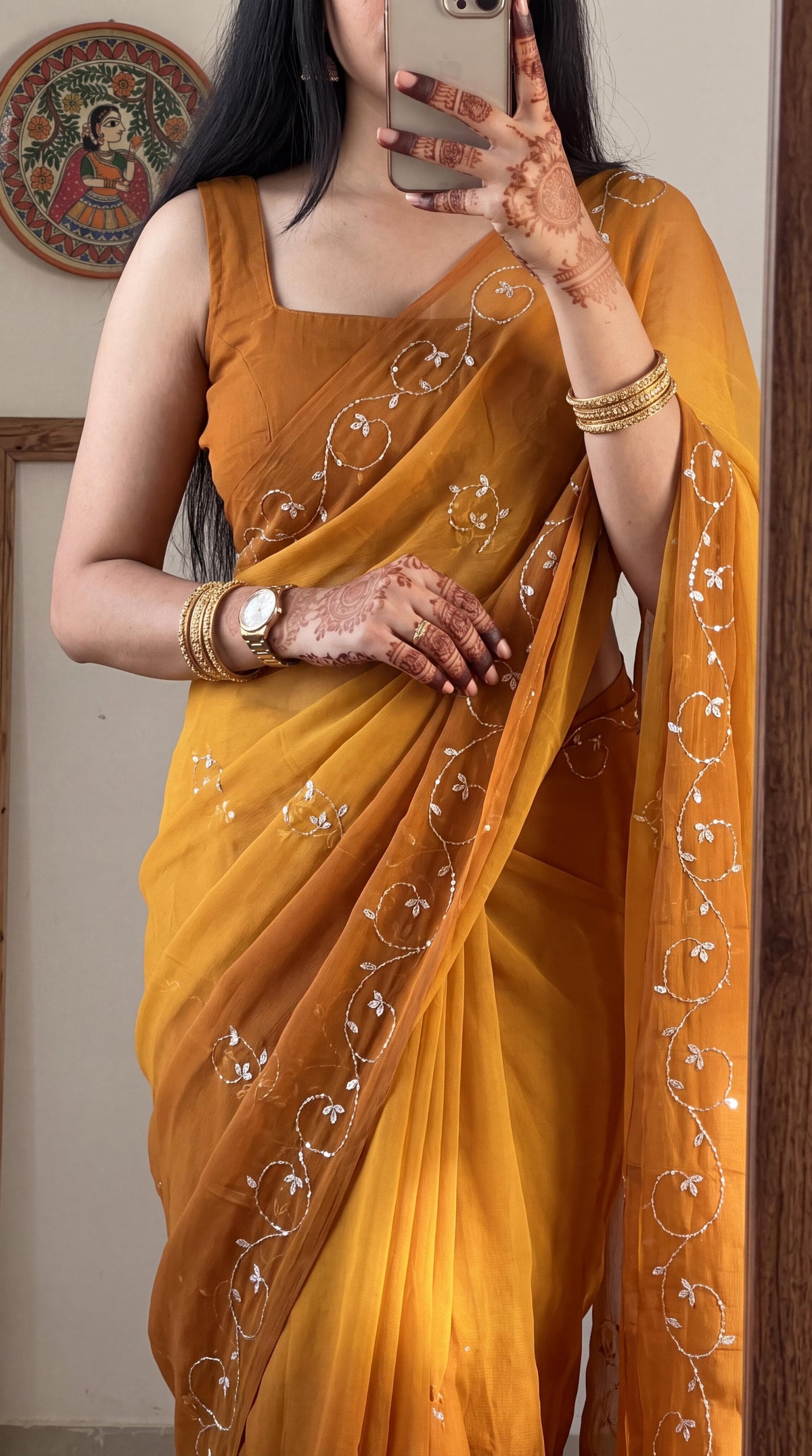 half pure chiffon saree