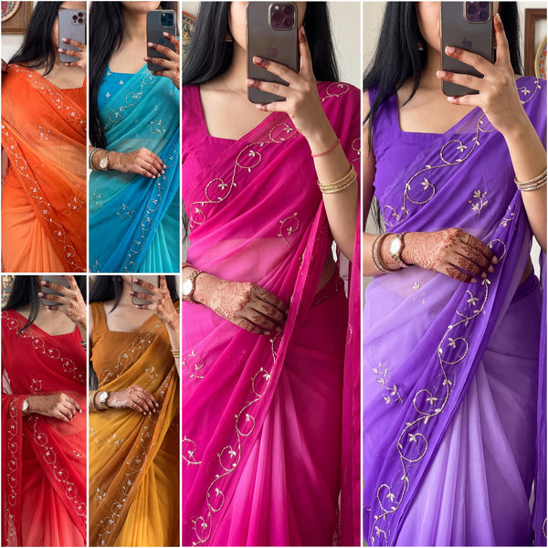 half pure chiffon saree