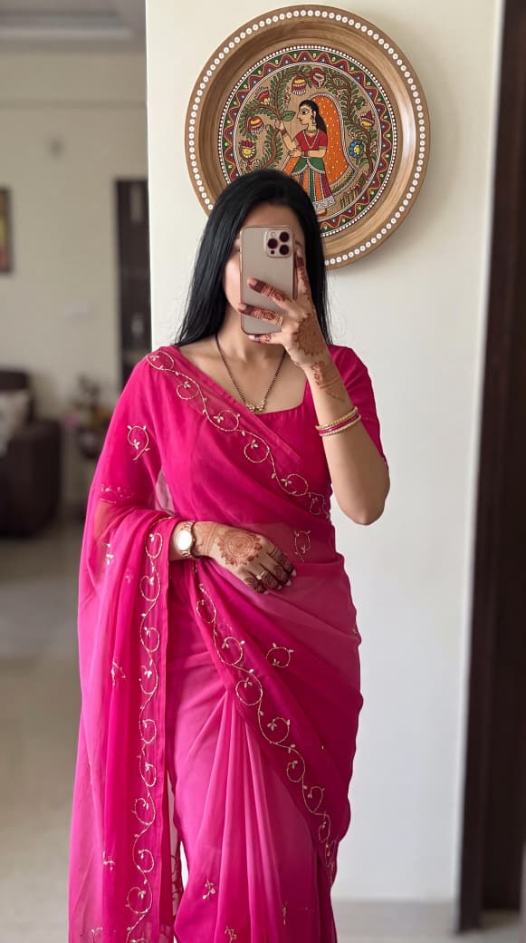 half pure chiffon saree