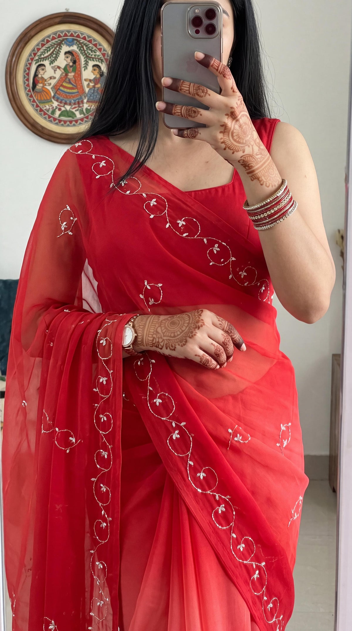 half pure chiffon saree