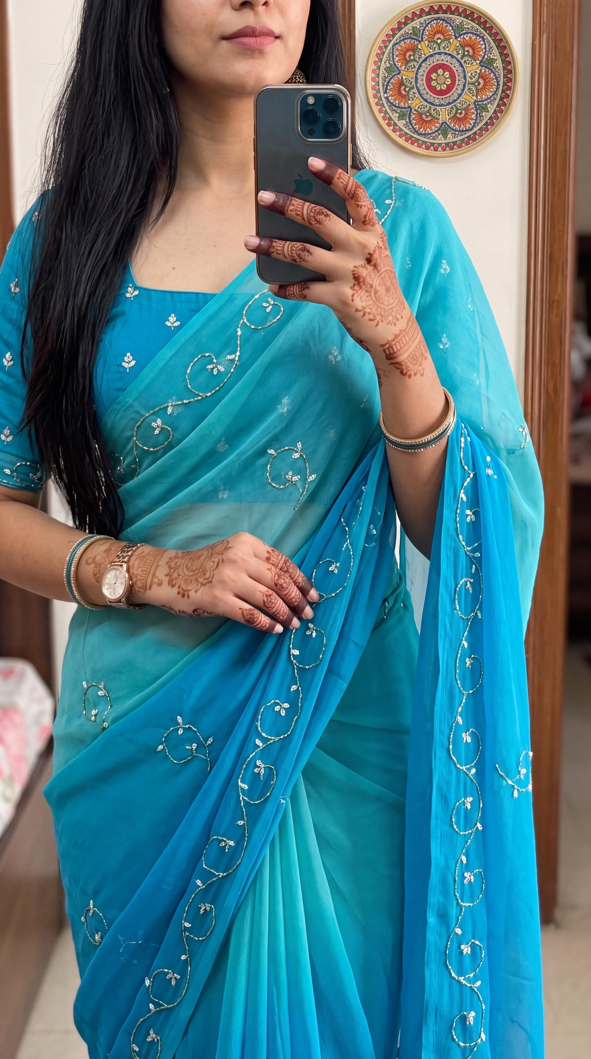 half pure chiffon saree
