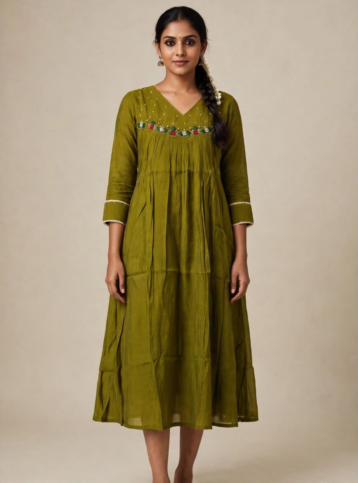 Sahithi MUL CHANDERI ANARKALI FROCK