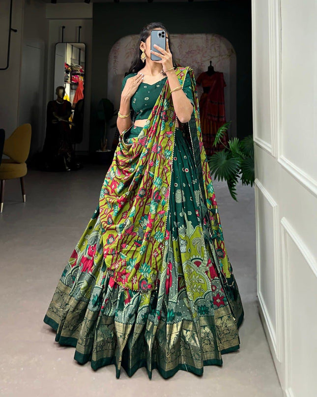 stunning printed silk lehenga