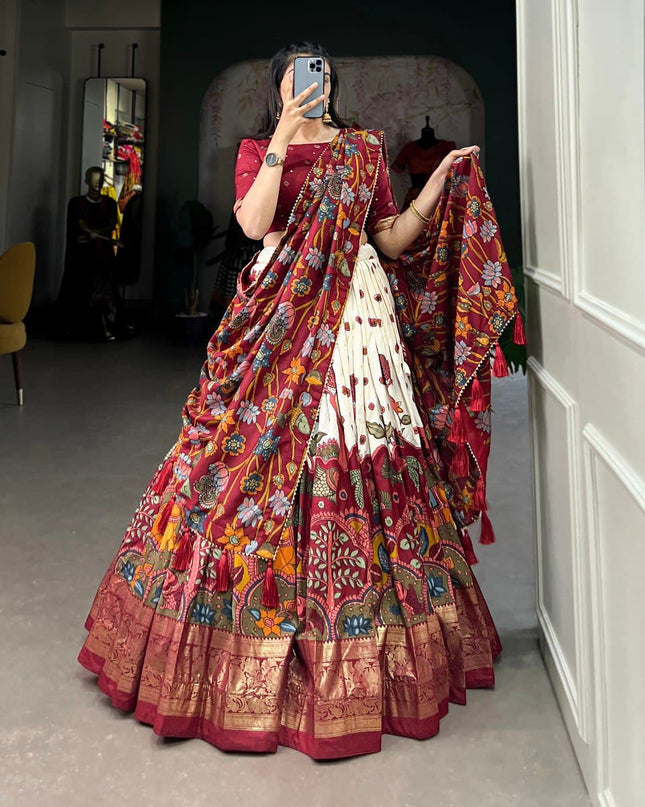 stunning printed silk lehenga