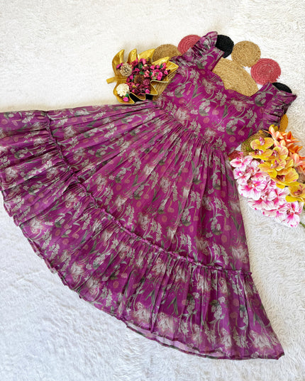 Pure Chanderi Floral Midi Gown