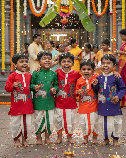 Kalamkari Boys Dhoti-Kurta Set