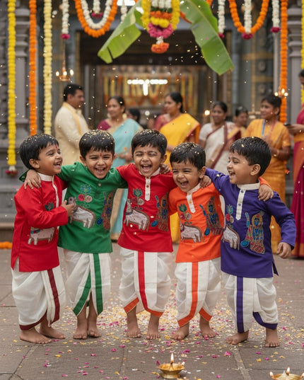 Kalamkari Boys Dhoti-Kurta Set