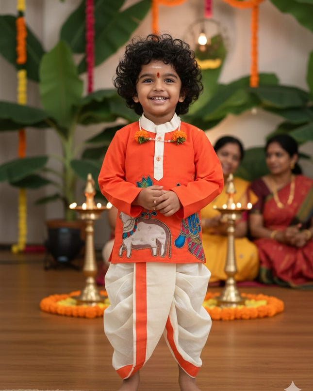 Kalamkari Boys Dhoti-Kurta Set