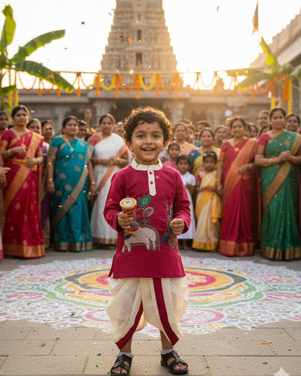Kalamkari Boys Dhoti-Kurta Set