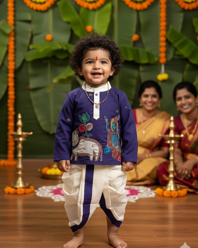 Kalamkari Boys Dhoti-Kurta Set