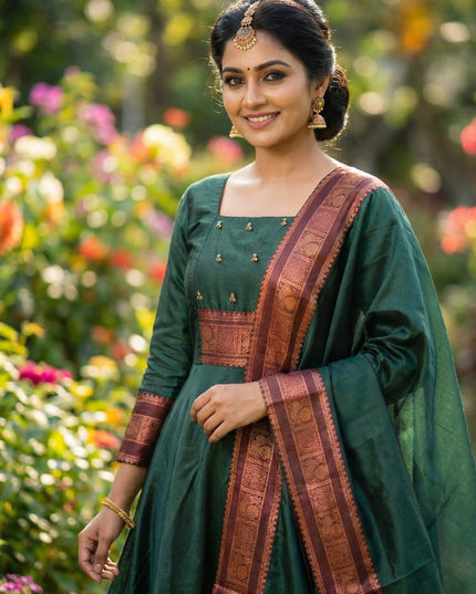 Pattu cotton fabric with Handwork Dress